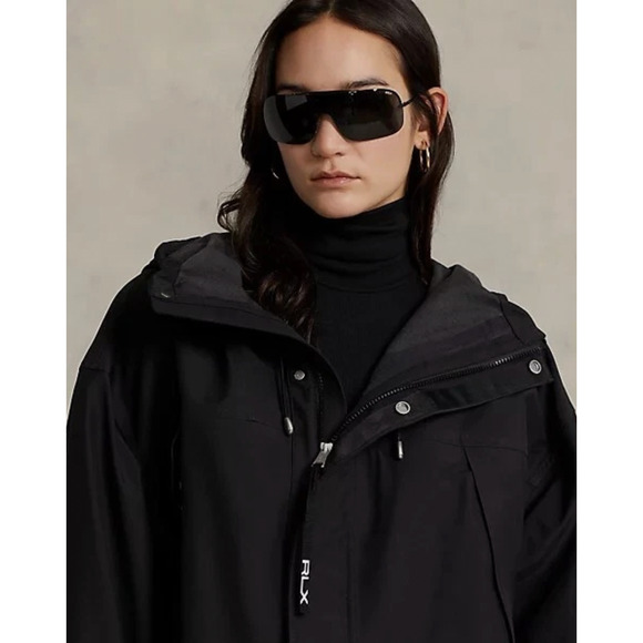 NEW! Ralph Lauren RLX $498 Rain Coat Hooded Windbreaker Jacket Black Medium - Picture 7 of 16